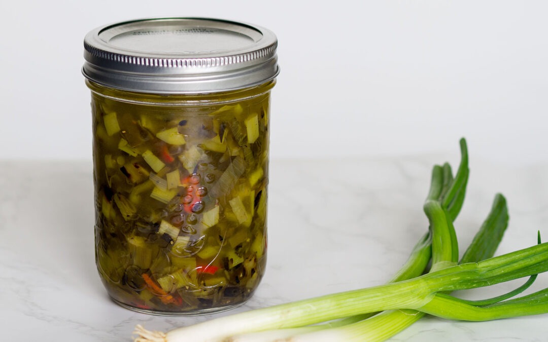 SAUCE ÉPICÉE AUX OIGNONS VERTS GRILLÉS CONSERVÉE DANS L’HUILE D’OLIVE EXTRA VIERGE